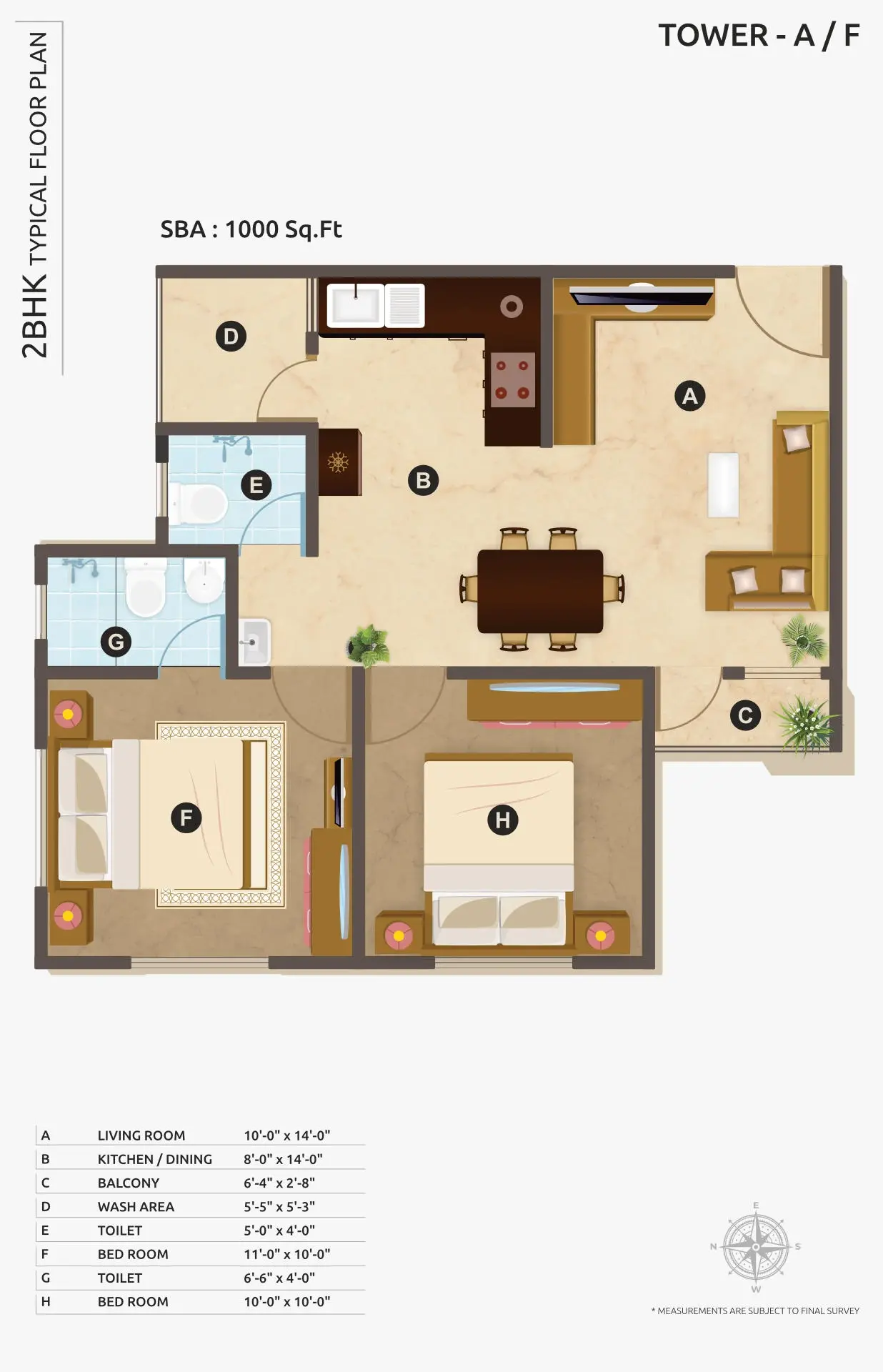 LILLERIA SIGNATURE - 2BHK - TYPICAL FLOOR PLAN – TOWER – A / F